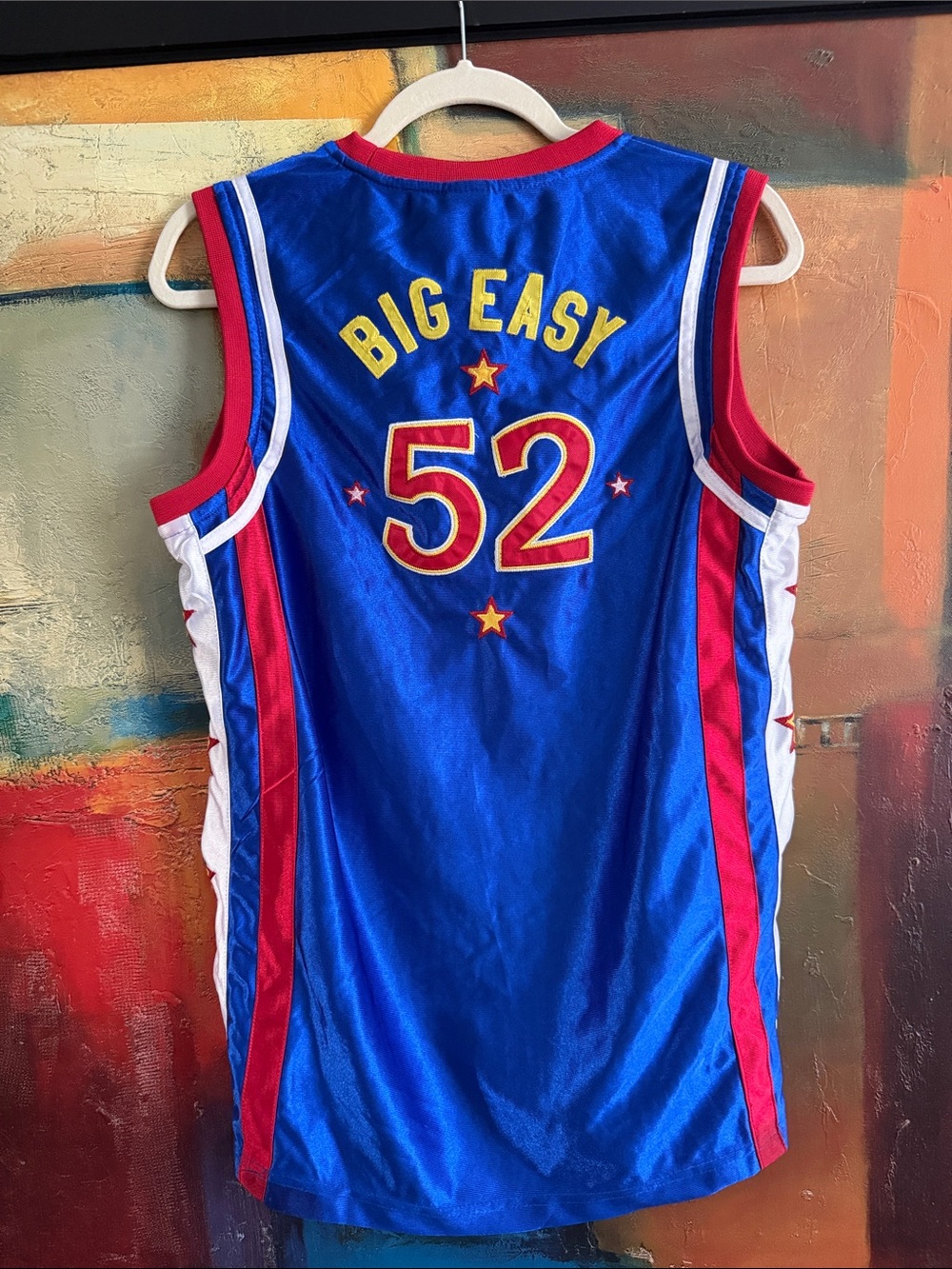 Genuine Harlem Globetrotters Big Easy #52 Blue Sewn Blue Jersey, Sz.Small